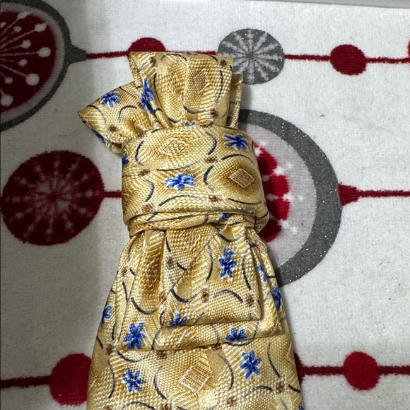 Gold and Blue Patterned Women's Necktie Necklace - Picture 1 of 2